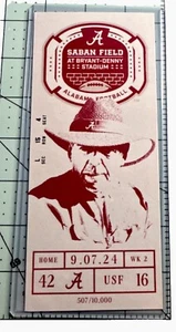 BAMA Nick Saban 2024 Field Dedication Commerative Ticket Mint Condition #507 - Picture 1 of 2