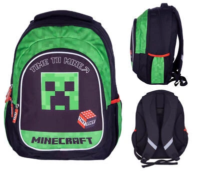 Dreifächiger Schulrucksack Astra Minecraft Figuren Schultasche Time to Mine - Bild 1 von 4