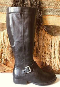 Bota Jaywc Kim Rogers Tall Riding para mujer talla 9 MWC de cuero negro con hebilla - Imagen 1 de 9