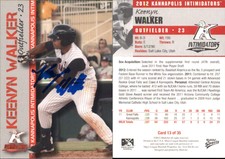 Keenyn Walker Signed 2012 MultiAd Kannapolis Intimidators #13 Card Auto AU