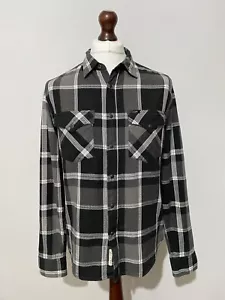 LEE Mens Shirt Long Sleeve Western Cotton Slim Fit Size Large Check Black White - Picture 1 of 12
