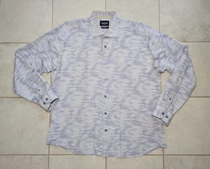 MACEOO Hombre Talla 5 XL Azul Blanco Brezo Abotonado Manga Larga Diseñador - Imagen 1 de 6