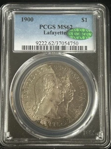 SASA 1900 Lafayette Silver Dollar Pcgs Ms62 CAC Nice Color - Picture 1 of 5