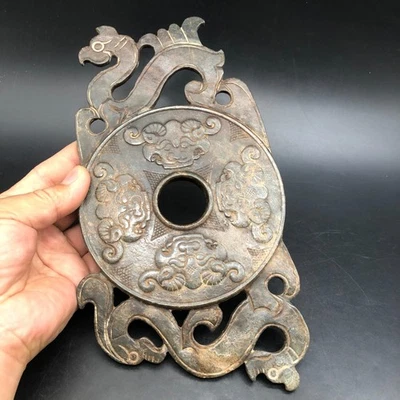 Dragón Fénix "Bi" Yubi L 26,8 cm tallado jade hetiano antiguo dinastía Han de China raro Foto 1 de 4