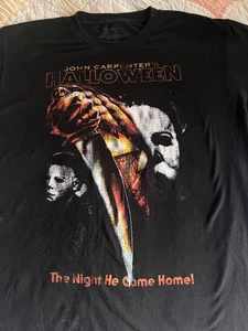 John Carpenter's Halloween the movie Poster T-Shirt Size L Black Cool Graphic! - Picture 1 of 2