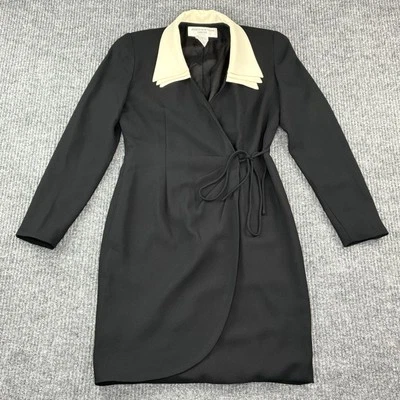 Jones New York Petite Women’s Black Wrap Jacket Dress Tie Down Size 2P Vintage - Image 1 of 4