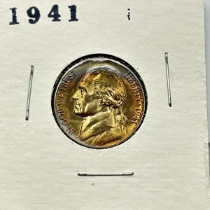 1941-P Jefferson Nickel Five Cent 5c Cents US Coin TONER! UNC! FULL STEPS FS - Picture 1 of 2