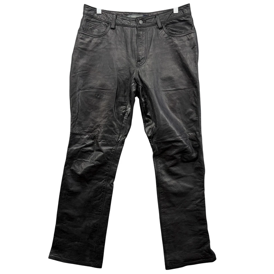 Pantalones de cuero Gap vintage para mujer 8 negros corte bota forrados cremallera genuina mosca Y2K años 90 Foto 1 de 4