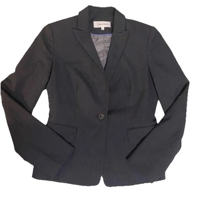 Chaqueta Blazer CALVIN KLEIN Mujer Azul Marino Un Botón Talla Pequeña 2 Foto 1 de 4