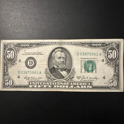 1969a 50 Dollars Vintage Note D03875961a. Excellent Condition - Image 1 of 4
