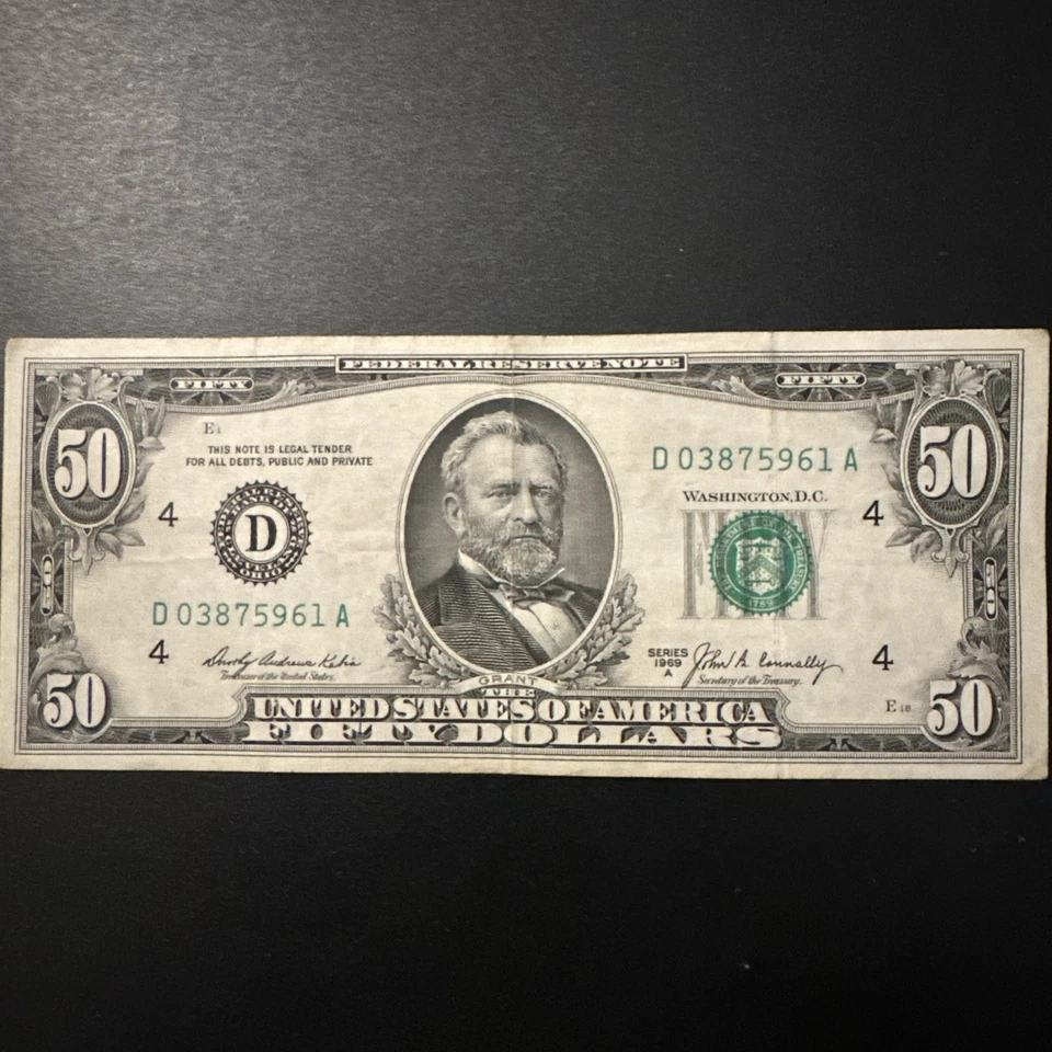 1969a 50 Dollars Vintage Note D03875961a. Excellent Condition - Image 1 of 4