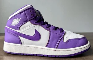 Nike Boys Air Jordan 1 Mid DQ8423-511 Purple Basketball Shoes Sneakers Size 6.5Y - Picture 1 of 10