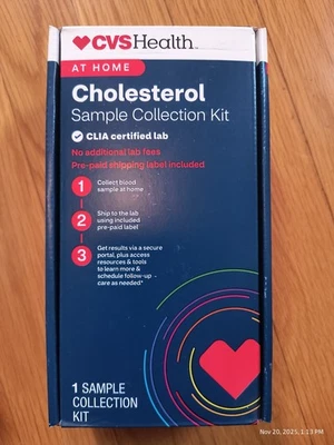 CVS Health CHOLESTEROL At Home Test Sample Kit NO LAB FEES Exp 5/2027 Shelf Pull - Image 1 of 4