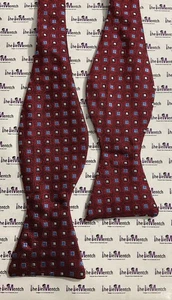 Brooks Brothers Pajarita Ajustable Rojo Seda con Diseño Cuadrado Diseño Auto Corbata - Imagen 1 de 2