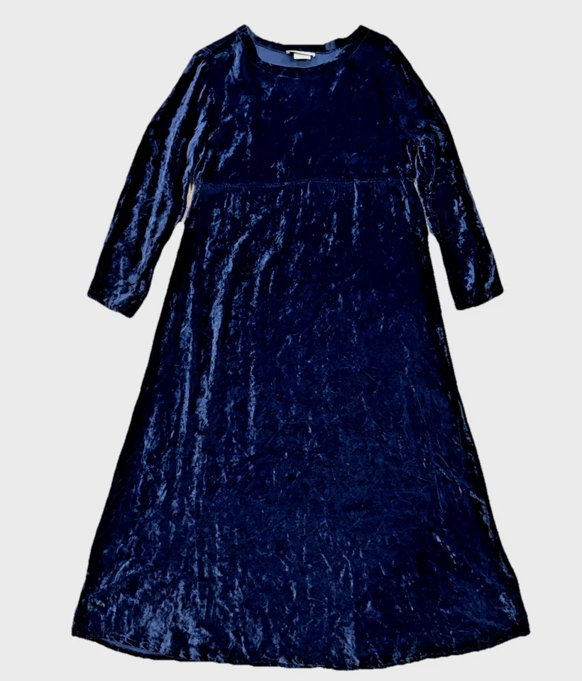 Vtg David Dart Velvet Dress Womens M Sapphire Blue Maxi Empire A-line Whimsigoth - Image 1 of 4