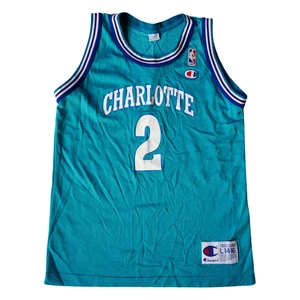 Vintage Larry Johnson Charlotte Hornets Jersey Youth Large 14-16 Champion 90s - Picture 1 of 11