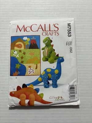 McCall’s Crafts Sewing Pattern M7553 Dinosaur Toys And Quilt - Image 1 of 3