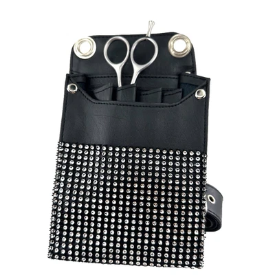 Funda de tijera de salón cinturón tijeras de corte de pelo bolsa de cuero para herramientas estuche Foto 1 de 4