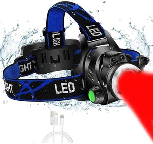 Red Light Headlamp USB Rechargeable Headlamp Zoomable Waterproof Red LED headlig - Picture 1 of 4
