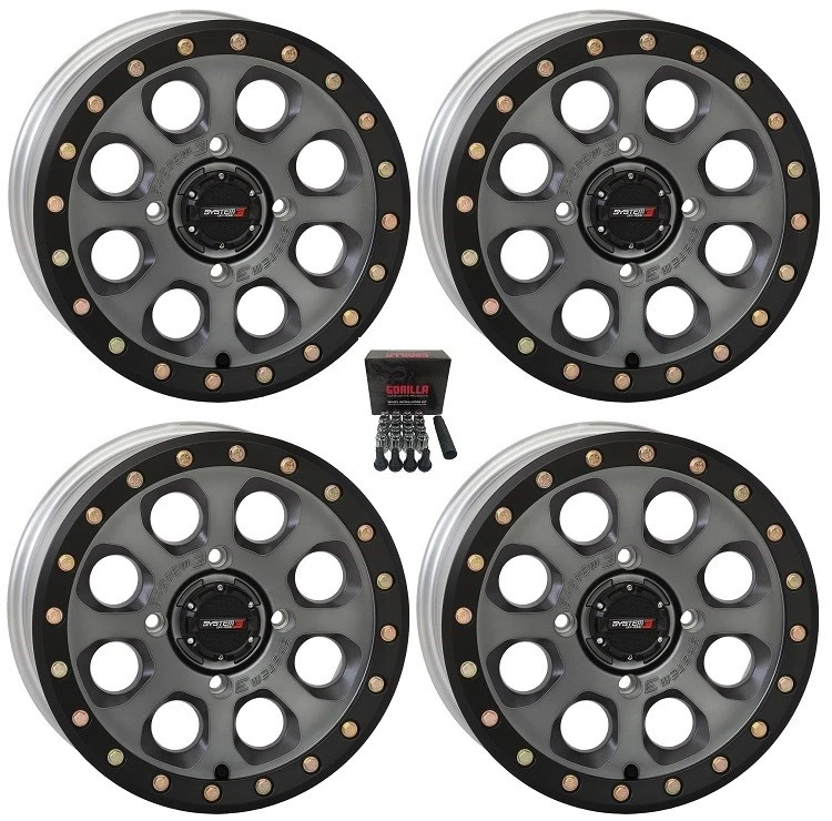 System 3 SB-7 Beadlock 15" Wheels Titanium (6+1) Honda Pioneer 1000 / Talon (4) - Image 1 of 3
