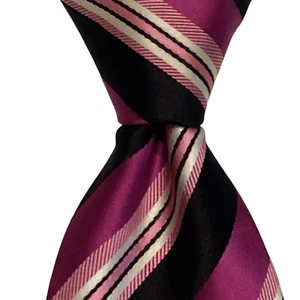 COUNTESS MARA Men's 100% Silk Designer XL Necktie STRIPED Purple/Black/Pink GUC - Picture 1 of 3
