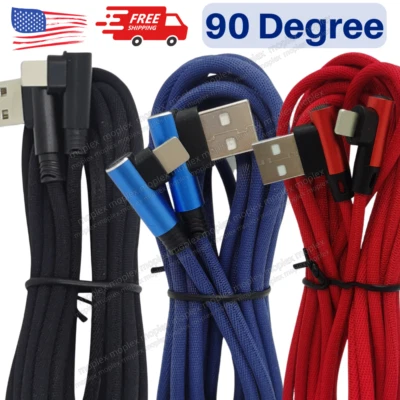 90 Degree Right Angle USB C Fast Charger Cable 3/6/10Ft For iPhone 14 13 12 Cord - Image 1 of 4