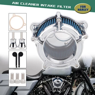 Filtro de admisión de filtro de aire cromado transparente para Harley CVO Road Glide Softail Fat Boy Foto 1 de 4