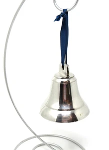 Campana de Plata Pesada 3.5” Hecha en India Decoración del Hogar Navidad Bonito Sonido y Eco - Imagen 1 de 8