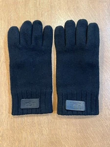 Guantes UGG AUSTRALIA Para Hombres Tejidos Negros 100% Lana de Cordero-Piel de Venado Parche de Palma De Colección L XL - Imagen 1 de 11
