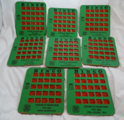 Vintage Bingo King Game Cards Green Red Slide Shutter Veterans of Foreign Wars - Image 1 of 4