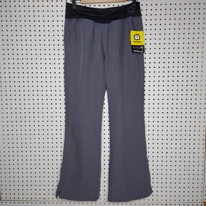 WonderWink Flared Scrubs Pants Women Large Gray Elastic Foldover Waist Pockets - Picture 1 of 4