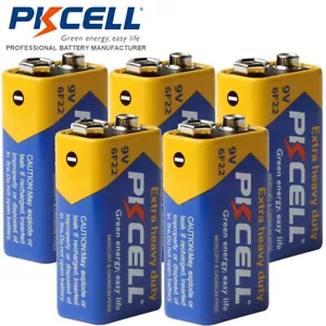 PP3 9V Batteries 6F22 EN22 MN1604 Zinc-Carbon For Metal Detector Pinpointer 5pcs - Picture 1 of 5