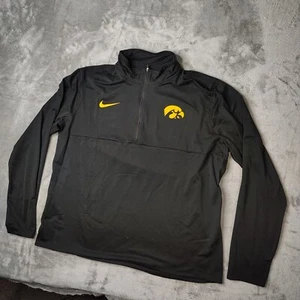 Nike Iowa Hawkeyes Pullover Men 2XL Black Light Weight 1/4 Zip Jacket Sweatshirt - Picture 1 of 10