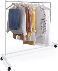 Commercial Garment Rack Rolling Collapsible Clothing Shelf Z-Base w/ Wheels - Picture 1 of 7