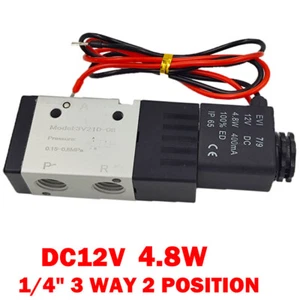 Electroválvula de aire eléctrica de control direccional de 1/4" 3 vías y 2 posiciones 12 V CC CALIENTE - Imagen 1 de 8