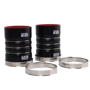 Silicone Hump Hose Pair Charge Air Cooler with Clamps Set 4" X 6" 4 inch Black - Foto 1 di 10