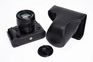 Genuine Real Leather Full Camera Case Bag Cover for FUJIFILM X-PRO2 Black Color - Picture 1 of 9