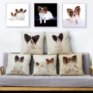 Cute Spain Pet Dog Papillon Print Square Cushion Covers Pillow Sofa Home Decor - Picture 1 of 38