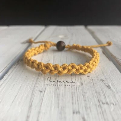 Pulsera tobillera Destin dorado amarillo macramé Foto 1 de 3