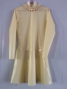 100% Latex Rubber Transparente Bloßes süßes Kleid Lange Ärmel Dress 0.4mm S-XXL - Picture 1 of 4