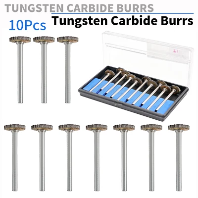 1/8'' Shank Tungsten Carbide Rotary Burr Bit Set Cutting Carving For Dremel Tool - Image 1 of 4