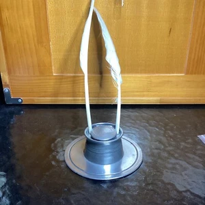 Kleine Zinn nautisch Kapitän Schiff Tintenstrahl Schreibtisch Tinte mit Porzellan Einsatz - Bild 1 von 19