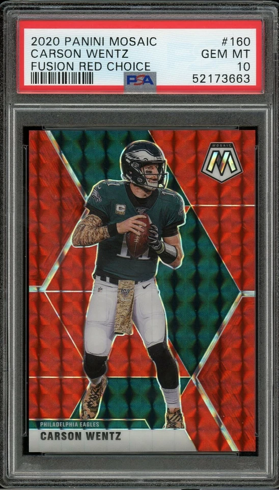 2020 Panini Mosaic CARSON WENTZ #160 Fusion Red Choice Prizm Graded PSA 10 GEM - Image 1 of 2
