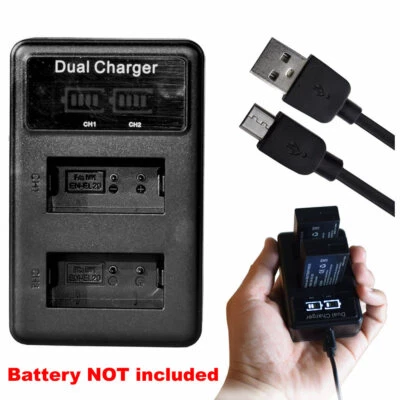Battery Dual USB Charger for Nikon Coolpix P1000 P950 AW1 EN-EL20 EN-EL20a MH-27 - Image 1 of 4