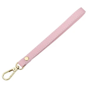 Leather Wristlet Strap for Purse, Clutch, Wallet(Pink Leather, Gold Clasp) - Picture 1 of 7