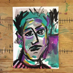 Matt Scalf 9x12 volto ritratto astratto da collezione firmato arte DIPINTO ORIGINALE - Foto 1 di 5