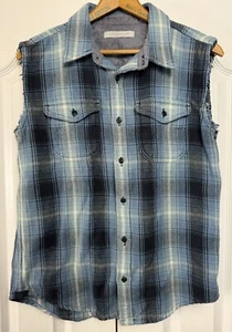Outerknown Blanket Sleeveless Shirt Medium Plaid Blue Mens EUC - Picture 1 of 8