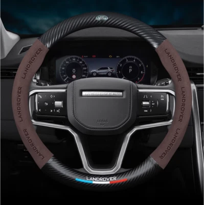15" PU Leather+Carbon fiber Steering Wheel Cover For 1948-2025 Land Rover - image 1 of 4