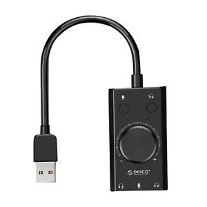New ORICO USB Sound Card For Microphone Earphone 2 in1 With 3 Port Output Volume - Picture 1 of 13