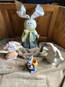 Konvolut (4) Vintage Keramik Holz Handarbeit Osterfiguren - Bild 1 von 12